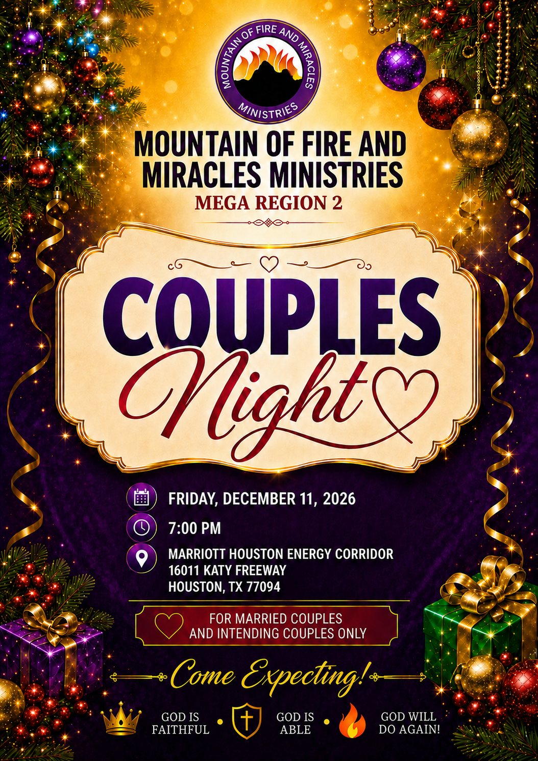 Couples Night — MFM Mega Region 2, Friday December 11, 2026, Marriott Houston Energy Corridor, Houston TX