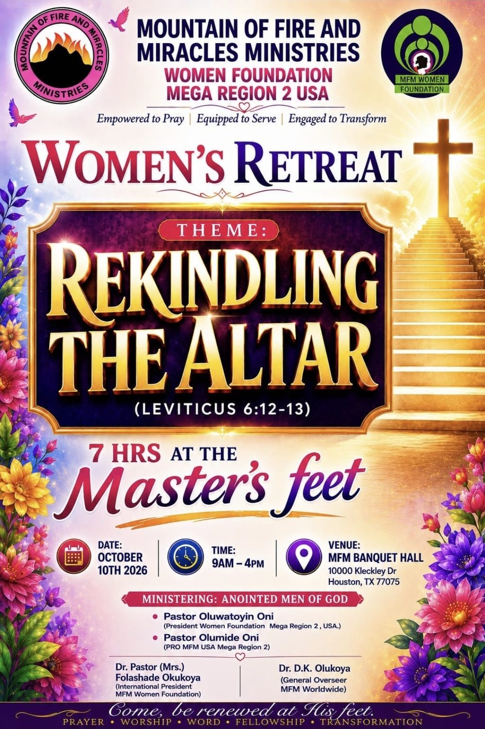 Women's Retreat, Rekindling the Altar — Saturday October 10, 2026, MFM Women Foundation Mega Region 2 USA