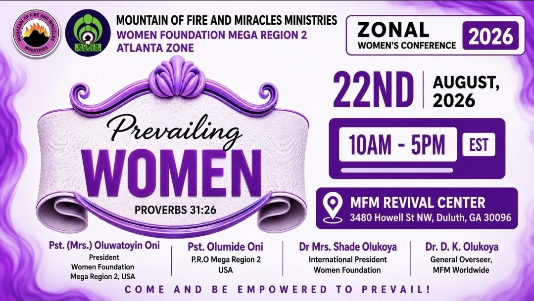 Zonal Women's Conference 2026 — Prevailing Women, Atlanta Zone, August 22, 2026