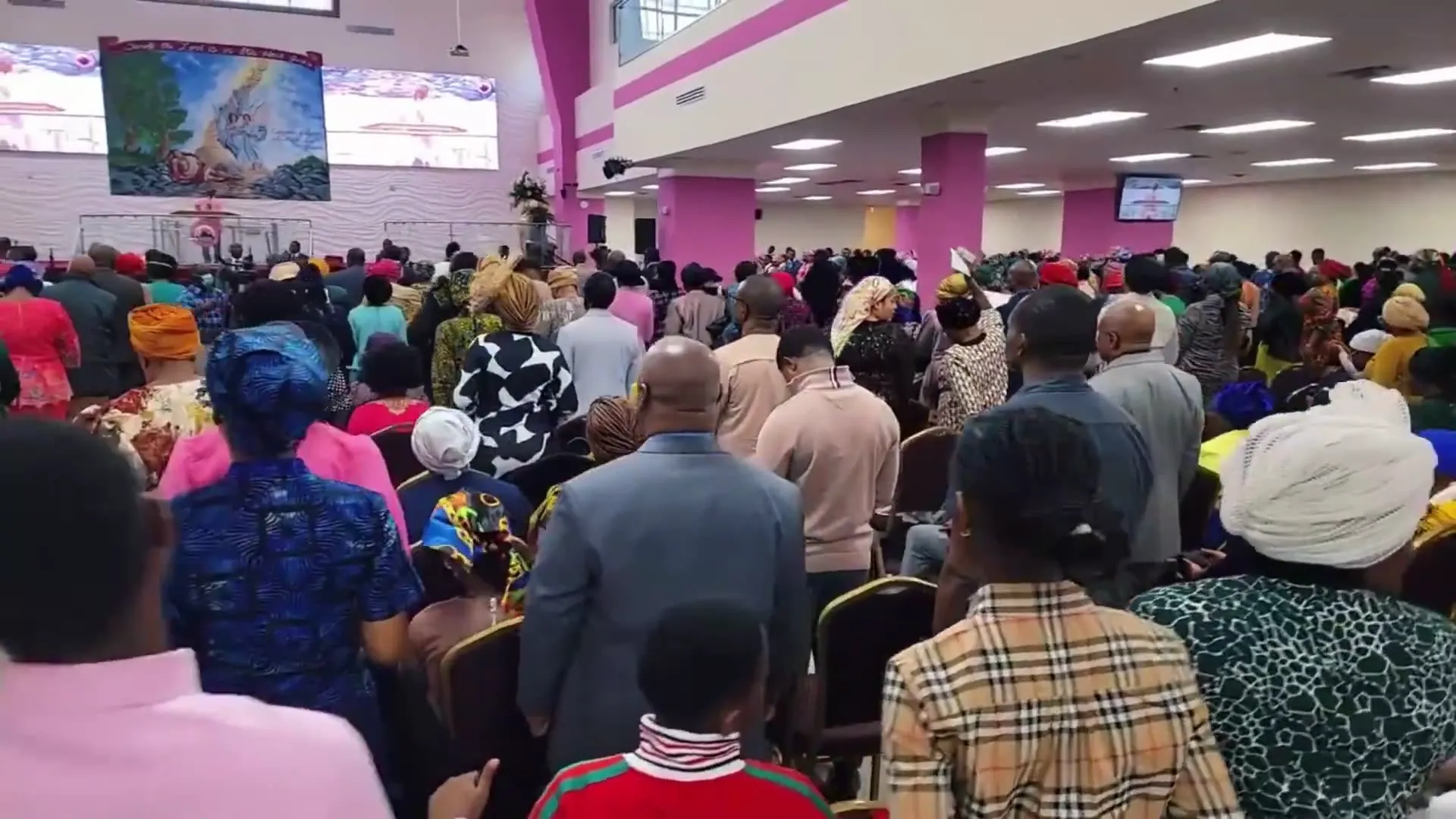 A full sanctuary gathered in worship